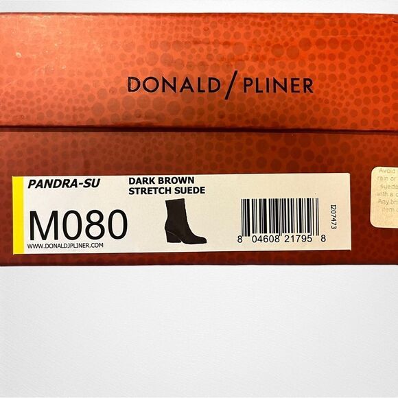 New in Box Donald Pliner Pandra Pull On Stretch Slip On Ankle Brown Suede Bootie - Picture 5 of 5